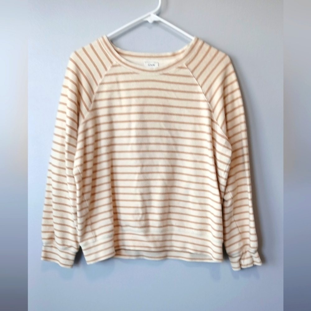 J. Crew Striped Crewneck Shirt Women's Medium Forest Casual